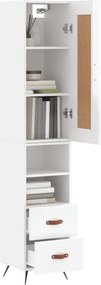 vidaXL Ντουλάπι Γυαλ. Λευκό 34,5 x 34 x 180 εκ. από Επεξεργασμένο Ξύλο