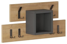 Wall hanger Lumina oak-anthracite melamine-metal 68x15x32cm 68x15x32 εκ.