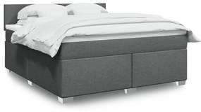 Κρεβάτι Boxspring με Στρώμα Σκούρο Γκρι 180x200 εκ Υφασμάτιν