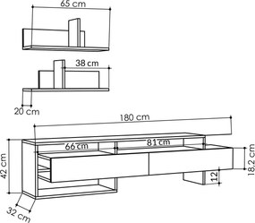 Σύνθεση Τηλεόρασης Ανθρακί DROTERI 180x32x42