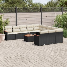 vidaXL Patio Sofa Set 9-θέσια Black and Cream