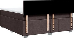 vidaXL Κρεβάτι Boxspring με Στρώμα Σκούρο Καφέ 200x200 εκ. Υφασμάτινο
