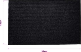 vidaXL Πατάκι Πόρτας Μαύρο 90 x 60 εκ. από PVC
