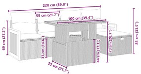 vidaXL Σετ Καναπέ Κήπου 6 τεμ. Μπεζ Συνθετικό Ρατάν με Μαξιλάρια