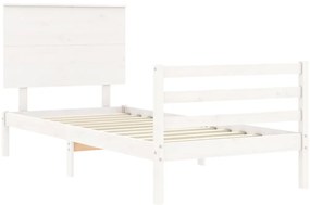 vidaXL Πλαίσιο Κρεβατιού με Κεφαλάρι Λευκό 100x200 εκ. Μασίφ Ξύλο