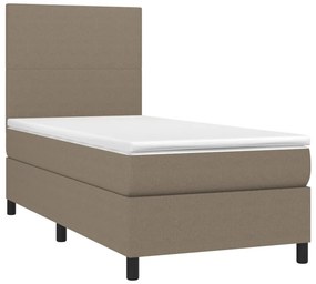 vidaXL Κρεβάτι Boxspring με Στρώμα &amp; LED Taupe 90x190 εκ. Υφασμάτινο