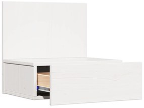vidaXL Κομοδίνο με συρτάρι Λευκό 42 x 32.5 x 40 εκ Μασίφ ξύλο πεύκου