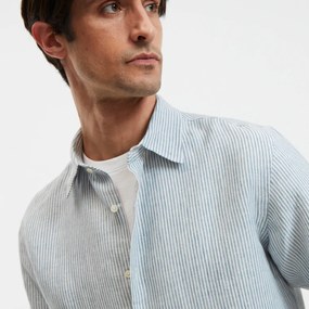 Ριγέ λινό πουκάμισο