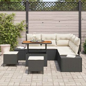vidaXL Σετ Καναπέ Κήπου με μαξιλάρι 8 pcs Μαύρο Πολυ ράταν