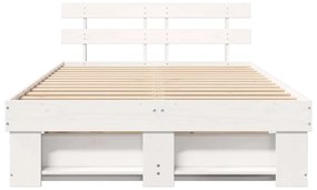 vidaXL Σκελετός Κρεβατιού Λευκό 140 x 190 cm Μασίφ ξύλο πεύκου