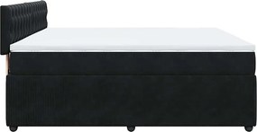 vidaXL Κρεβάτι Boxspring με Στρώμα Μαύρο 180x200 εκ. Βελούδινο