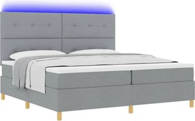 vidaXL LED Κρεβάτι με βάθρο Ανοιχτό γκρι 200 x 200 cm ύφασμα