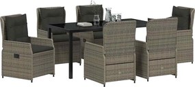 vidaXL Σέτ φαγητού για κήπο 7 pcs Γκρι συνθετικό ρατάν