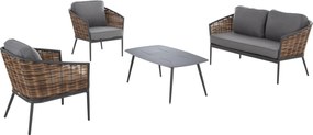 ΣΕΤ ΣΑΛΟΝΙ 4ΤΜΧ CASSIAN HM6552.01 ΑΛΟΥΜΙΝΙΟ &amp; ΜΑΞΙΛΑΡΙΑ ΓΚΡΙ-ΜΠΕΖ P.E.RATTAN