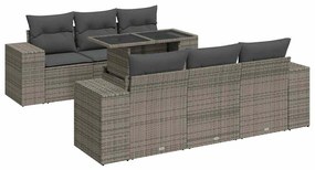 vidaXL Σετ Σαλονιού Κήπου 7 τεμ. Γκρι Συνθετικό Ρατάν με Μαξιλάρια