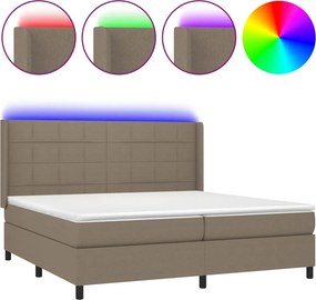 vidaXL Κρεβάτι Boxspring με Στρώμα &amp; LED Taupe 200x200 εκ. Υφασμάτινο