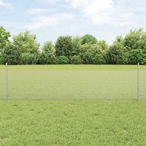 vidaXL Συρματόπλεγμα με Στυλίς 25 x 0,5 m Γαλβανισμένος Χάλυβας Ασημί