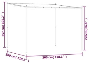 Κιόσκι Ανθρακί 3x3 μ. 180 γρ/μ² από Ύφασμα και Ατσάλι - Ανθρακί