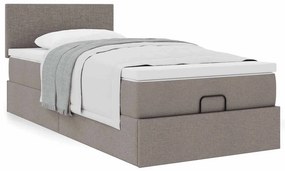 VidaXL Οθωμανικό κρεβάτι με στρώμα Taupe 90x200cm ύφασμα