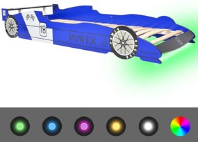 Κρεβάτι Παιδικό Αγωνιστικό Αυτοκίνητο με LED Μπλε 90 x 200 εκ. - Μπλε