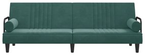 vidaXL Καναπές Κρεβάτι με Μπράτσα Σκούρο Πράσινο Βελούδινος