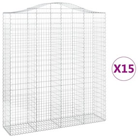 vidaXL Συρματοκιβώτια Τοξωτά 15 τεμ. 200x50x220/240 εκ. Γαλβαν. Ατσάλι