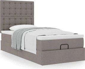 vidaXL Οθωμανικό κρεβάτι με στρώμα Taupe 80x200cm ύφασμα