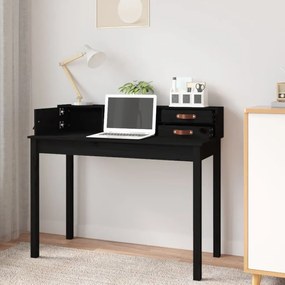 vidaXL Γραφείο Μαύρο 110x50x93 εκ. από Μασίφ Ξύλο Πεύκου