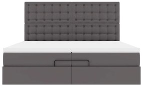 vidaXL Οθωμανικό κρεβάτι με στρώματα Γκρι 200x200cm Faux Leather