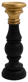 Κηροπήγιο Polyresin FL39315 Fylliana Μαύρο - Χρυσό 10x30 εκ. 10x10x30 εκ.