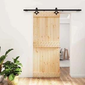 vidaXL Συρόμενη Πόρτα Φυσικό και Μαύρο 85 x 210 cm