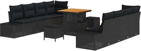 vidaXL Σετ Καναπέ Κήπου με μαξιλάρι 11 pcs Μαύρο Πολυ ράταν