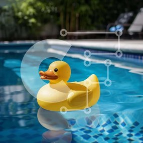 Intra Συλλεκτικό Ξύλινο Παζλ Plywood  4mm - Κίτρινη λαστιχένια πάπια στην πισίνα Σε Ξύλινο Κουτί - Διαστάσεις: 10x10 cm – 25 κομμάτια