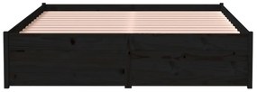vidaXL Πλαίσιο Κρεβατιού Μαύρο 120 x 190 εκ. Μασίφ Ξύλο Small Double