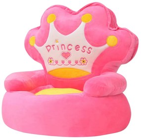 vidaXL Πολυθρόνα Παιδική «Πριγκίπισσα» Ροζ Λούτρινη