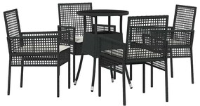 vidaXL Σέτ φαγητού για κήπο 5 pcs Μαύρο Πολυ ράταν