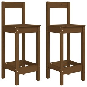 vidaXL Καρέκλες Μπαρ 2 τεμ. Καφέ Μελί 40x41,5x112 εκ Μασίφ Ξύλο Πεύκου