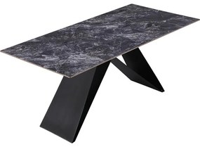 Τραπέζι Meja pakoword Sintered stone μαύρο με μεταλλικά πόδια σε μαύρη απόχρωση 180x90x76εκ 180x90x76 εκ.