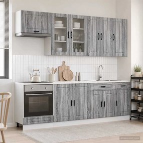 vidaXL Μονάδα κουζίνας PORTO 8 pcs Γκρι Sonoma Επεξεργασμένο Ξύλο