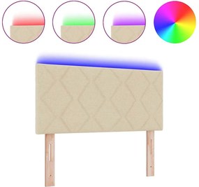 vidaXL LED κεφαλάρι Κρεμ 100 cm ύφασμα