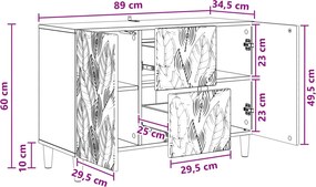 vidaXL Πλαϊνό γραφείο Γυαλιστερό Λευκό 89 x 34,5 x 60 εκ.
