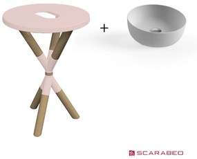 Scarabeo Cross 2501F0-9854 Antique Pink Πάγκος Με Νιπτήρα Glam Pearl Ø33εκ.