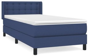 Κρεβάτι Boxspring με Στρώμα Μπλε 80x200 εκ. Υφασμάτινο - Μπλε