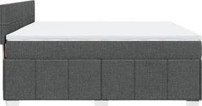 vidaXL Κρεβάτι Boxspring με Στρώμα Σκούρο Γκρι 200x200 εκ. Υφασμάτινο