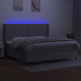 Κρεβάτι Boxspring με Στρώμα &amp; LED Αν.Γκρι 200x200εκ. Υφασμάτινο - Γκρι