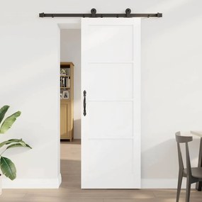 vidaXL Συρόμενη Πόρτα με Σετ Σιδηρουργίας &#039;ORKDAL&#039; Λευκό Σταυρωτό Ξύλο Πεύκου