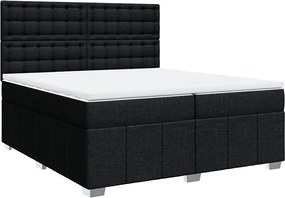 vidaXL Κρεβάτι Boxspring με Στρώμα Μαύρο 200x200 εκ. Υφασμάτινο