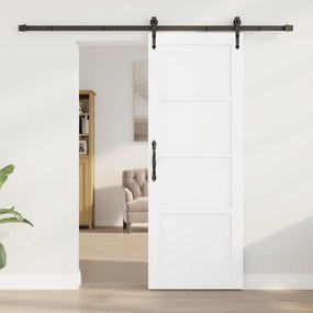 vidaXL Συρόμενη Πόρτα με Σετ Εξαρτημάτων 'ORKDAL' Λευκή Σολίδιο Ξύλο Πεύκου