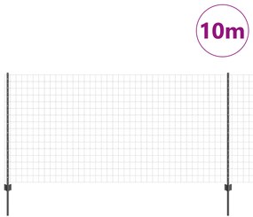vidaXL Ευρωπαϊκός φράχτης με 10 στήλες Γκρι 1,2x10 μ Ατσάλι