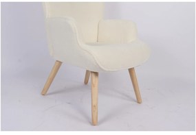 Πολυθρόνα ArteLibre MARION Λευκό Ύφασμα Μπουκλέ/Ξύλο 73x69x96cm